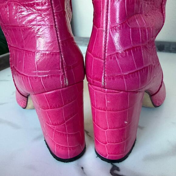 Paris Texas Pink Croc Embossed Leather Knee High Boots Size 38 - Picture 6 of 8